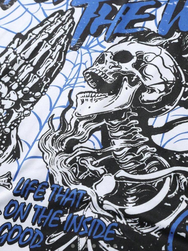 Men's Skeleton Graphic Tee 100% Cotton