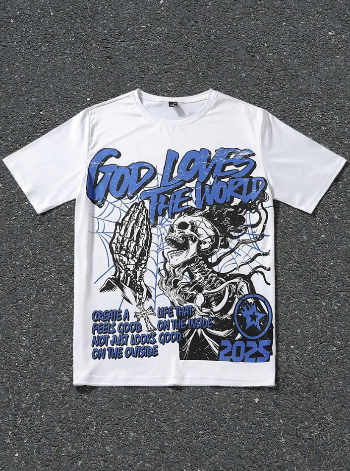 Men's Skeleton Graphic Tee 100% Cotton