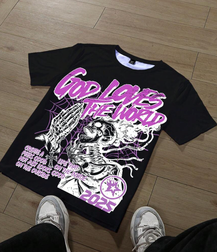 Men's Skeleton Graphic Tee 100% Cotton