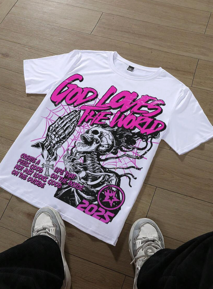 Men's Skeleton Graphic Tee 100% Cotton