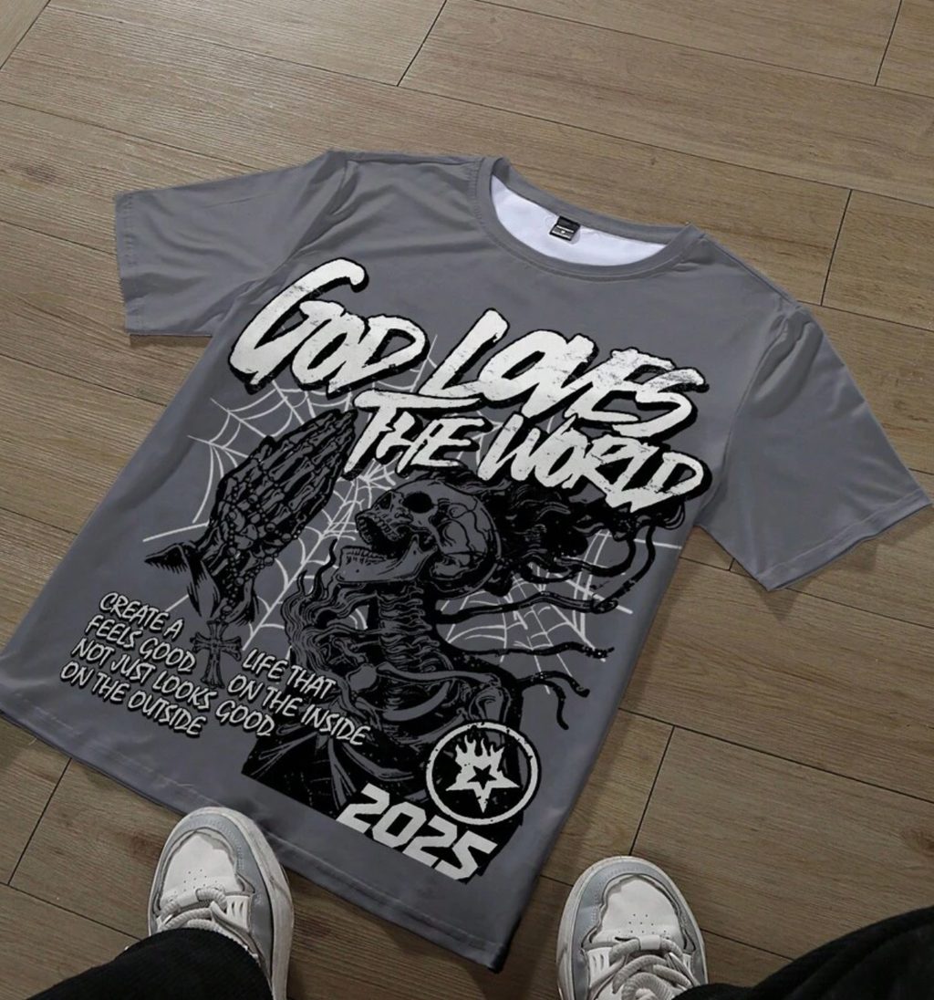 Men's Skeleton Graphic Tee 100% Cotton